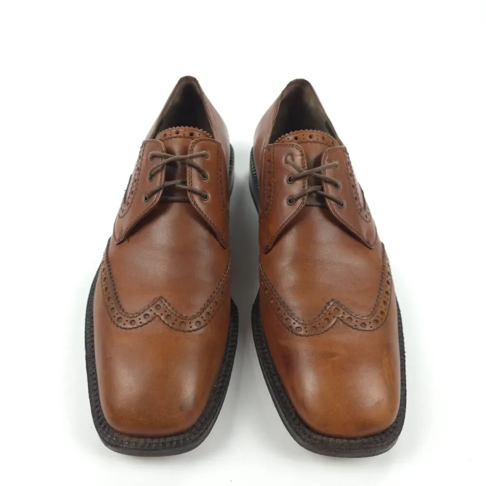 SALVATORE FERRAGAMO Tramezza Wingtip Oxford Brown Leather Old Money Quiet Luxury